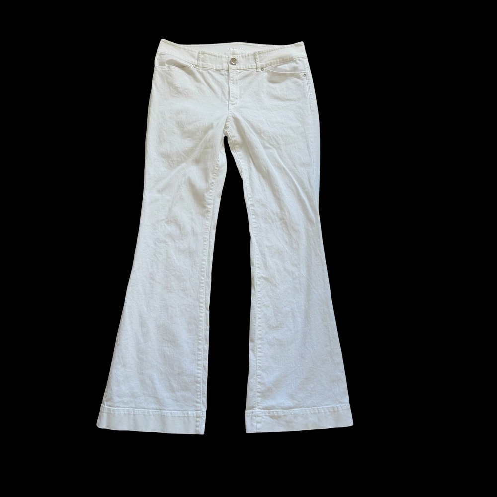 Elie Tahari Tailored Adena Jean White Mid Rise Relaxed Flare Jeans Womens 12